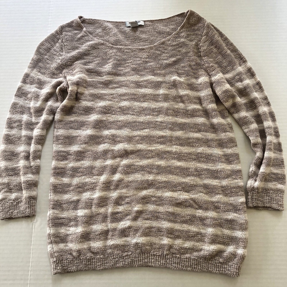 Old Navy Light Brown Stripe Sweater Women's Sz S A3758